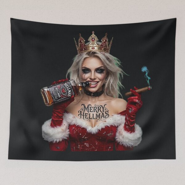 Item preview, Merry Hellmas Queen Whiskey Cigar Girl designed and sold by Voodoo Store Paranormal Collections.