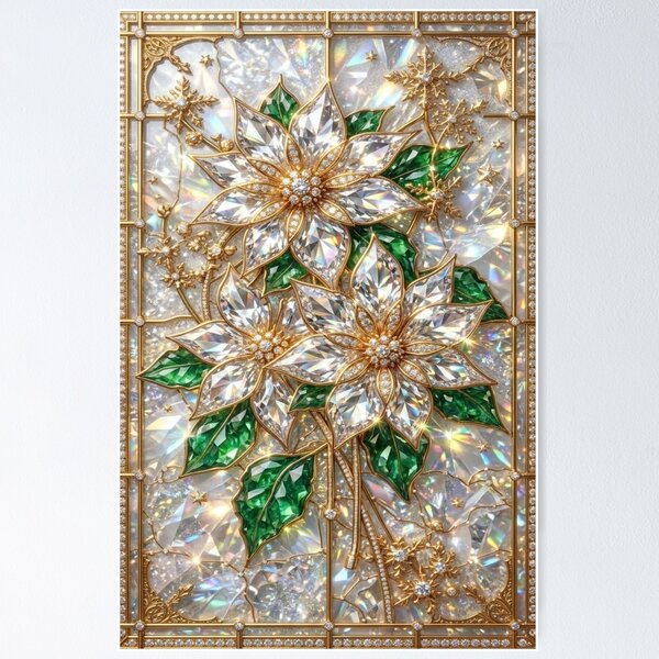 Item preview, Poinsettia Crystal Luxury Christmas Jewel designed and sold by BriSher.