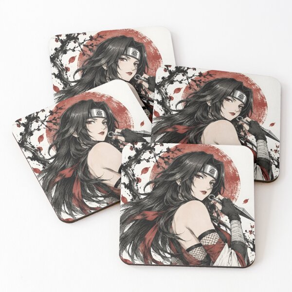 Item preview, Dark Haired Kunoichi Warrior – Red & Black Japanese Ink Ninja Art designed and sold by Dyan4.