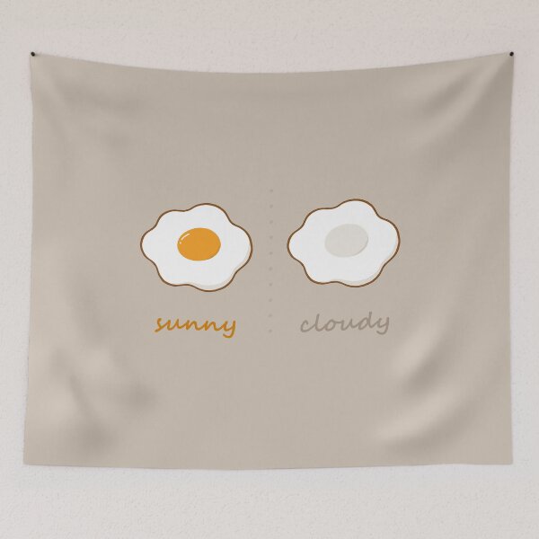 Item preview, Sunny and Cloudy Egg - Cute Daily Mood Fried Egg designed and sold by zue la vie.