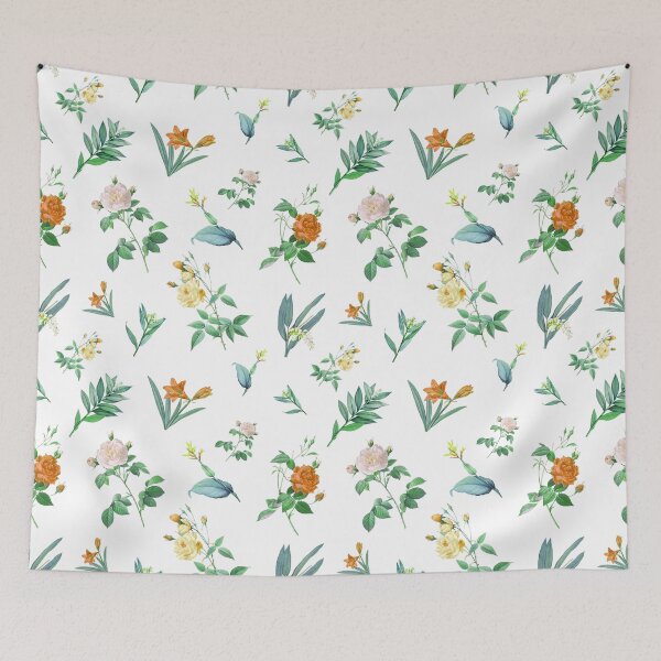 Item preview, Vintage Botanical Orange Roses and Green Leaves designed and sold by Mellowtint Studio.