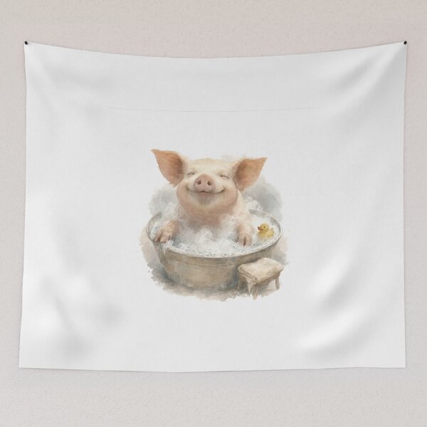Item preview, Pig Bubble Bath Rubber Duck Watercolor designed and sold by DoodleMenagerie.