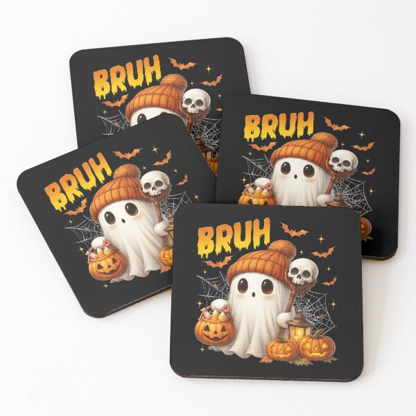 Item preview, Cute Ghost BRUH Halloween Orange Beanie Staff designed and sold by GiaoCalonas.