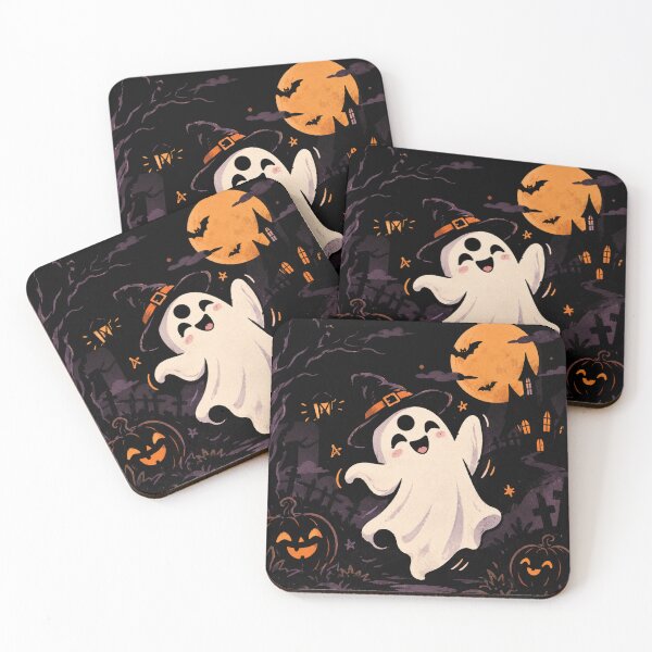 Item preview, Happy Cute Ghost Halloween Night Graveyard designed and sold by Snikdha.