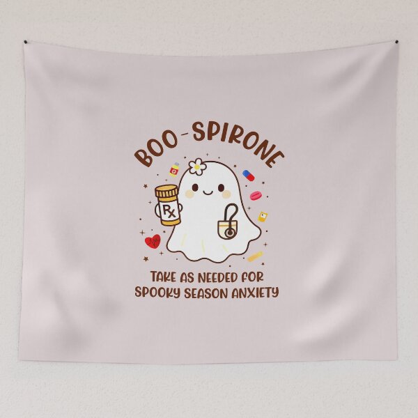 Item preview, Boo Spirone Funny Pharmacy Ghost Halloween Anxiety Pun designed and sold by HieuarsaWorks.