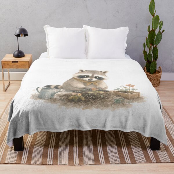 Item preview, Rocco the Raccoon Gardening Watercolor designed and sold by DoodleMenagerie.