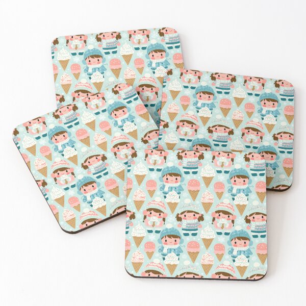 Item preview, Cute Winter Kids Ice Cream Snowflakes Pattern designed and sold by NicolasGlowArt.
