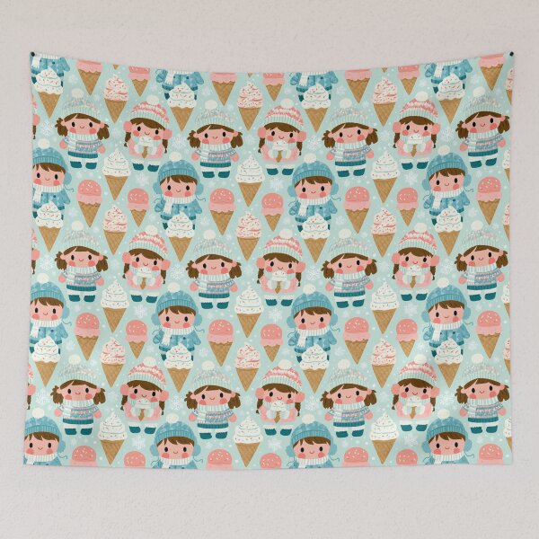 Item preview, Cute Winter Kids Ice Cream Snowflakes Pattern designed and sold by NicolasGlowArt.