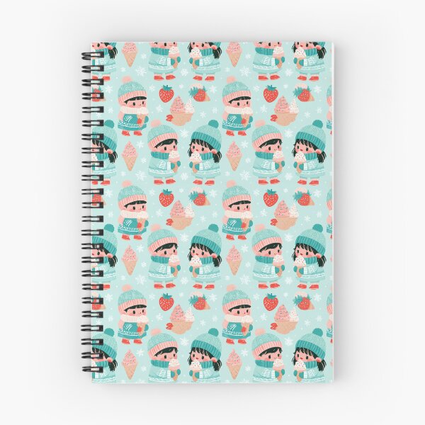 Item preview, Kawaii Winter Children Eating Ice Cream Cone Pattern designed and sold by NicolasGlowArt.