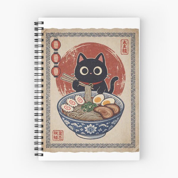 Item preview, Cute Black Cat Eating Ramen Japanese Vintage Art Print Ramen Lover designed and sold by Per My Last Nerve Studio.