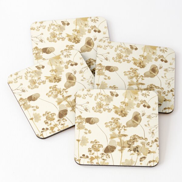 Item preview, Golden Pressed Wildflowers Floral Pattern designed and sold by Elżbieta  Kaps.