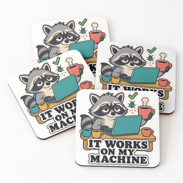 Item preview, Funny Programmer It Works on My Machine Raccoon designed and sold by mo-carnival.