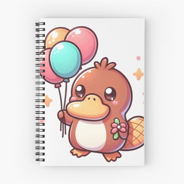 Item preview, Floating Joy - Cute Kawaii Platypus with Balloons Art designed and sold by ArtByKapil.