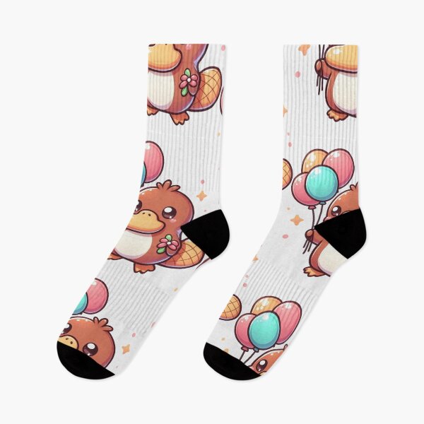 Item preview, Floating Joy - Cute Kawaii Platypus with Balloons Art designed and sold by ArtByKapil.