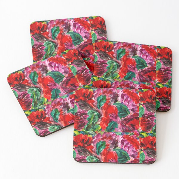 Item preview, Ukraine Emerald Ruby Roses Acrylic Painting Abstract Floral Canvas designed and sold by Каленчук Арт.