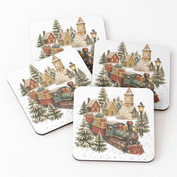 Item preview, Vintage Christmas Train with Winter Village and Gifts designed and sold by Mnyus shop.