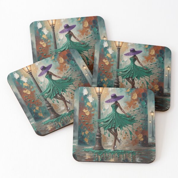 Item preview, Dancing Woman in Emerald Dress by a Street Lamp designed and sold by aliyehc.