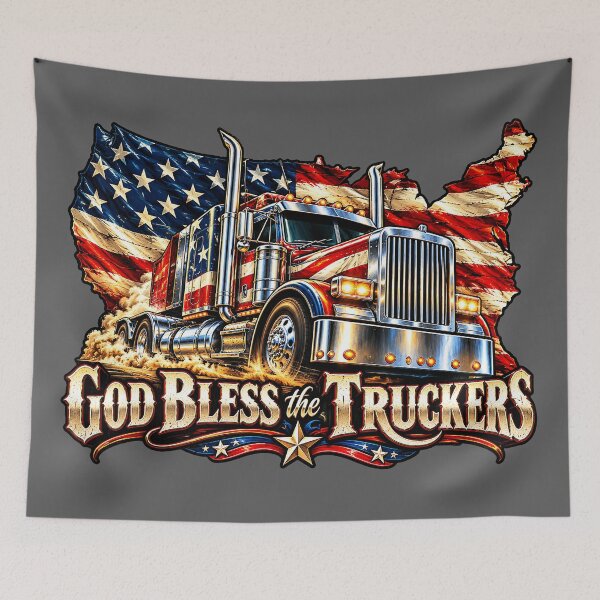 Item preview, God Bless The Truckers & USA Flag designed and sold by NomadForge.