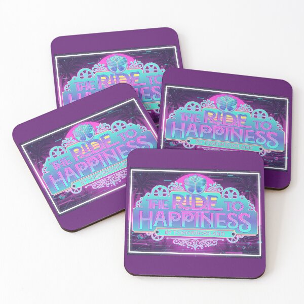Item preview, The Ride to Happiness Logo Vaporwave - Plopsaland de Panne Spinning Ride (Theme Park Fan Art) designed and sold by FoolishDreamers.