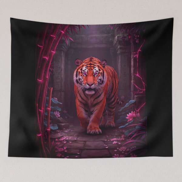 Item preview, Neon Tiger in Ancient Temple designed and sold by Enea Kelo.