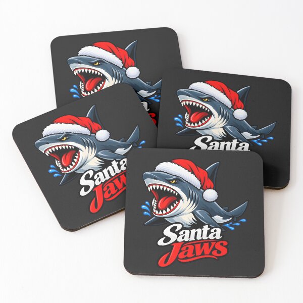 Item preview, Santa Jaws Shark in Christmas Hat Minimalist designed and sold by ROARSOME DESiGNS.