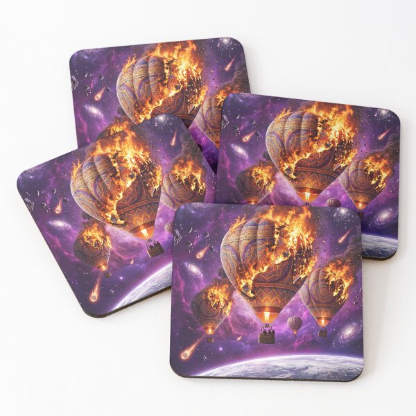 Item preview, Burning Cosmic Hot Air Balloons Pop Surrealism Space Art designed and sold by Rain-Road.