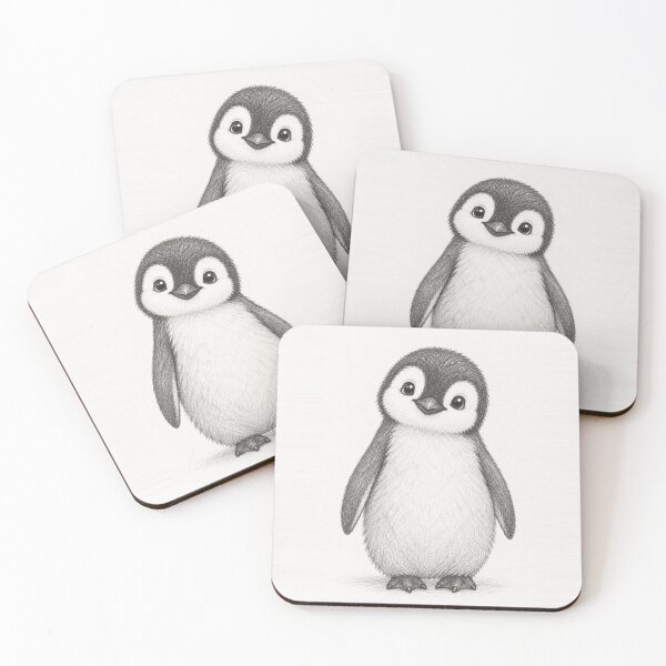 Item preview, Cute Baby Penguin Pencil Drawing – Adorable Fluffy Penguin Sketch designed and sold by compugrove.