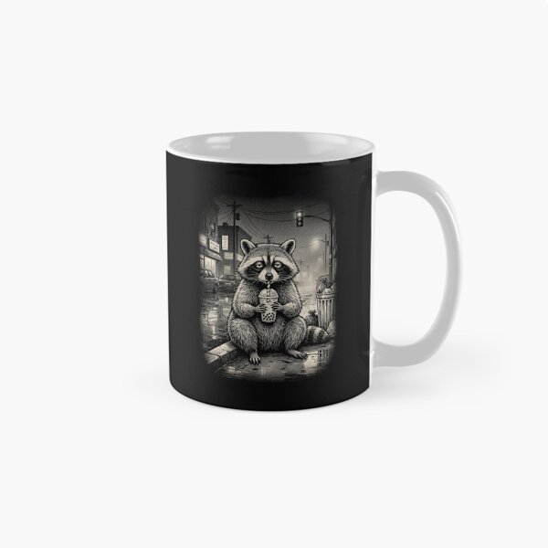 Item preview, Raccoon Drinking Boba Tea On The Street Feral designed and sold by dudelinart.