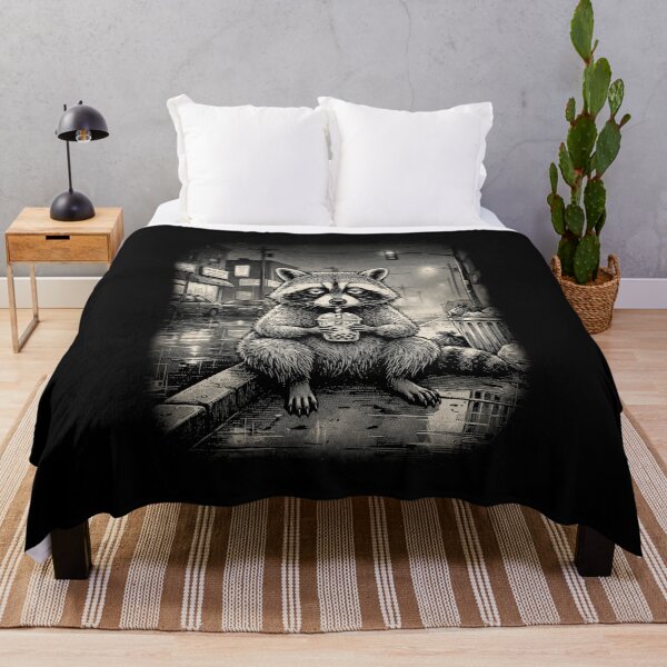 Item preview, Raccoon Drinking Boba Tea On The Street Feral designed and sold by dudelinart.