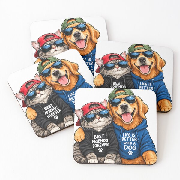 Item preview, Funny Cat and Dog Best Friends – Cool Pets in Hoodies and Sunglasses designed and sold by medo-shop7.