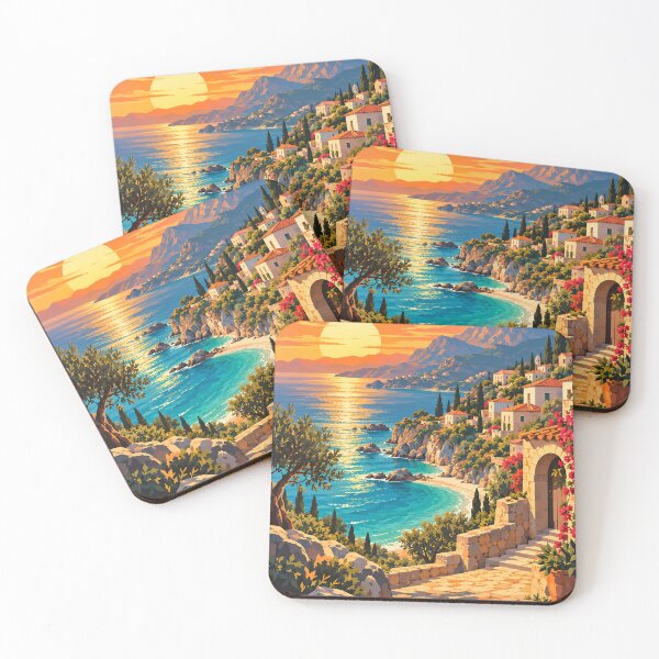 Item preview, Vintage Albania Ionian Coast Cityscape  designed and sold by Imaginationbeyond.