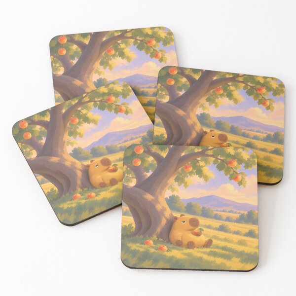 Item preview, One More Bite, Then Nothing — Capybara in an Apricot Orchard designed and sold by LazyPaw Design.