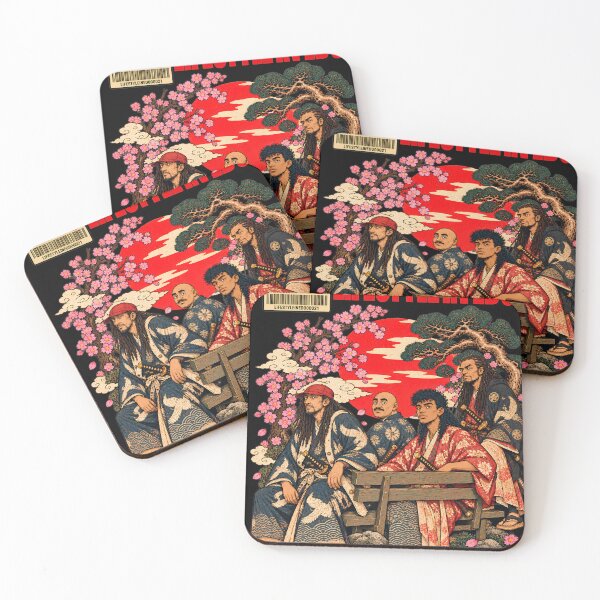 Item preview, Samurai Crew Park Bench Kimono Katana Pine Cherry Blossom Red Sun Graphic Novel Art designed and sold by BRTHRCNK01.