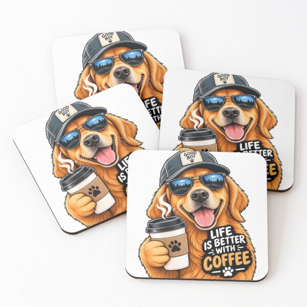 Item preview, Copy of Funny Golden Retriever Coffee Sticker – Coffee Makes Me Bark designed and sold by medo-shop7.