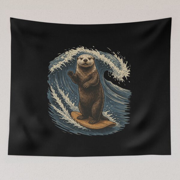 Item preview, Funny Otter Surfing a Giant Ocean Wave designed and sold by No Excuses Supply.