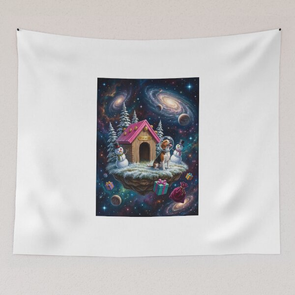 Item preview, Cosmic Beagle Christmas Space Dog Pop Surrealism Galaxy Wall Art designed and sold by Rain-Road.