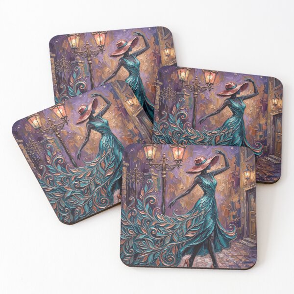 Item preview, Woman in Teal Dress Dancing Under Starry Sky designed and sold by aliyehc.
