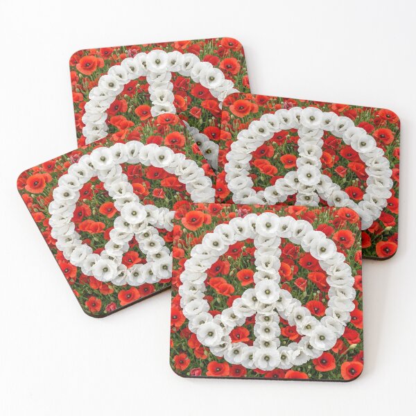 Item preview, White Poppy Peace Symbol on Field of Red Poppies designed and sold by Sybille-Yates.
