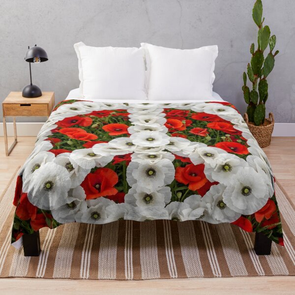 Item preview, White Poppy Peace Symbol on Field of Red Poppies designed and sold by Sybille-Yates.