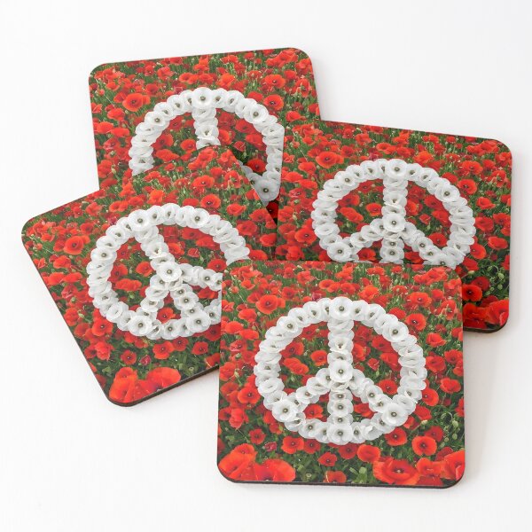 Item preview, White Poppy Peace Symbol on Field of Red Poppies designed and sold by Sybille-Yates.
