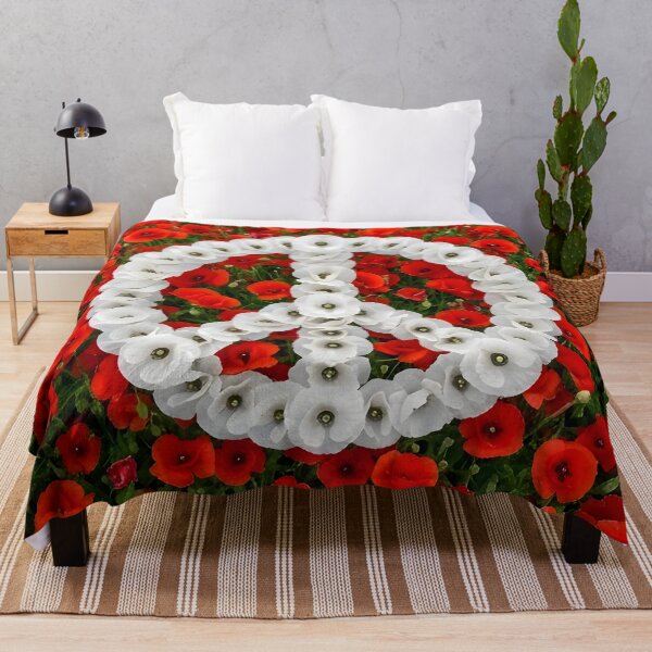 Item preview, White Poppy Peace Symbol on Field of Red Poppies designed and sold by Sybille-Yates.