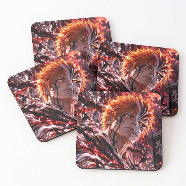 Item preview, Ichigo | Fiery Orange Haired Warrior – Crimson Demon Mask Blood Moon Anime Art designed and sold by Dyan4.