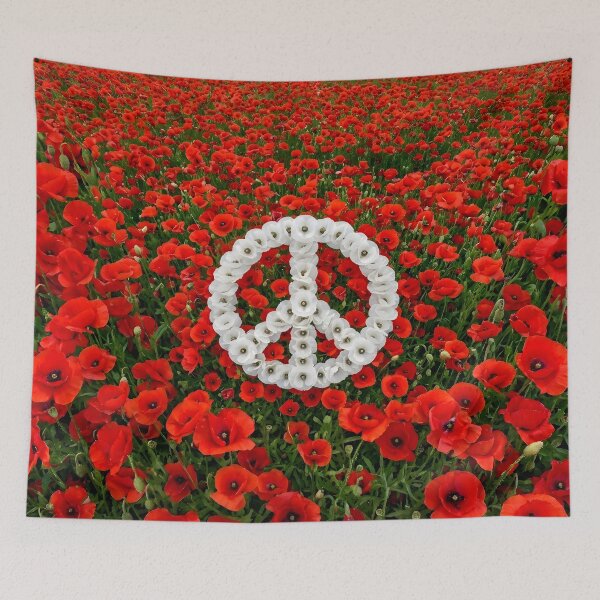 Item preview, White Poppy Peace Symbol on Field of Red Poppies designed and sold by Sybille-Yates.