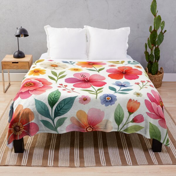 Item preview, Bright Watercolor Summer Garden Floral Pattern designed and sold by Sybille-Yates.