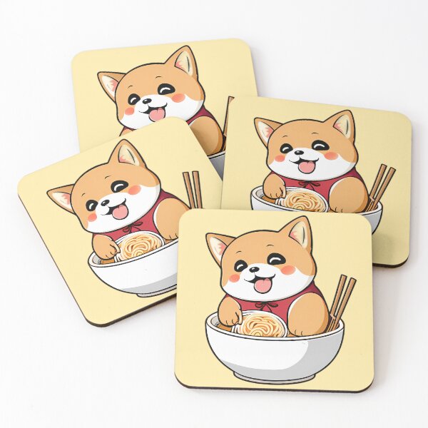 Item preview, Cute Cream Shiba Inu Eating Japanese Ramen Noodles designed and sold by Alldesign10.
