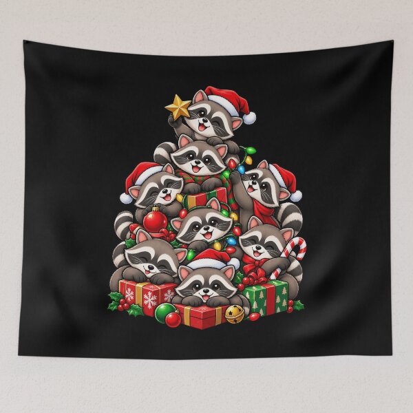Item preview, Cute Christmas Raccoons Piling Up Gifts and Ornaments designed and sold by rafaeltto.