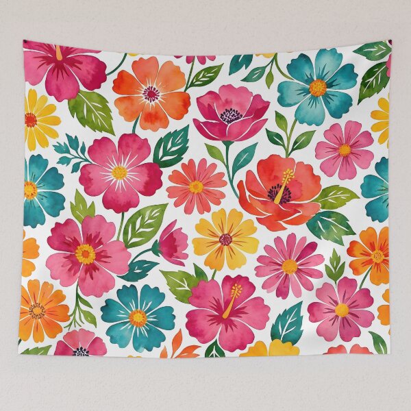 Item preview, Bright Watercolor Summer Garden Floral Pattern designed and sold by Sybille-Yates.