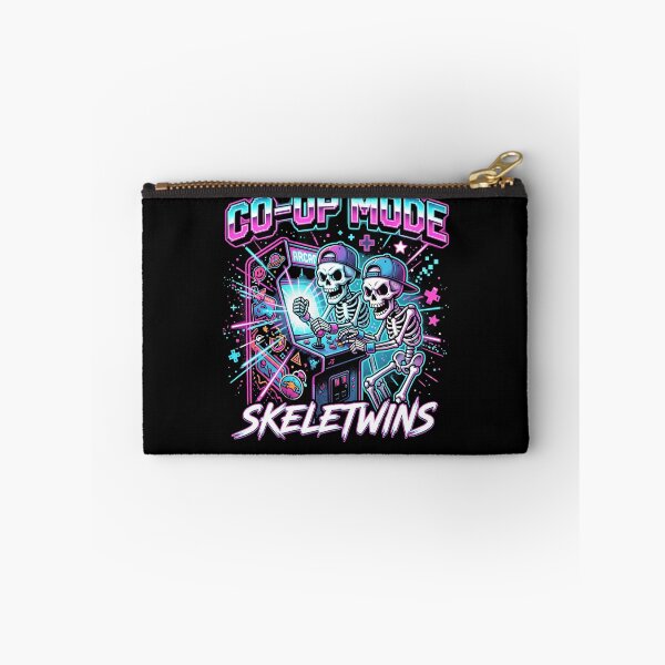Item preview, Neon Skeleton Twins Playing Arcade Games in Retro 80s Pixel Art Style designed and sold by ArcaneArtistry.