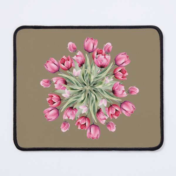 Item preview, Pink Tulip Bouquet Muted Khaki Gray Seamless Pattern Art designed and sold by ​Jyoti Digital Artist.