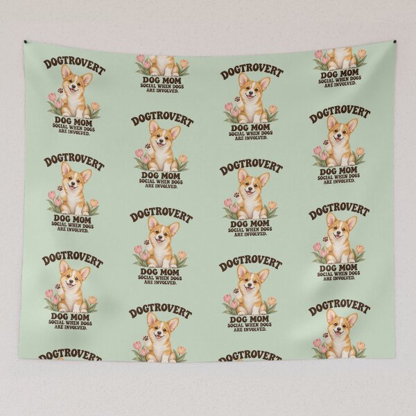 Item preview, Dogtrovert Dog Mom Corgi with Tulips – Funny Spring Birthday Gift for Introvert Dog Lovers designed and sold by Im-Ara.